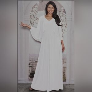 Elegant White V-Neck Wedding Dress